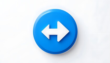 Blue Circle with White Left Arrow on White Background