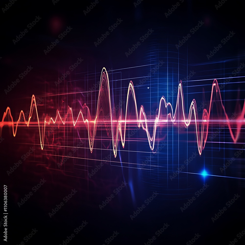 Poster modern dynamic ecg pulse wave digital pattern picture