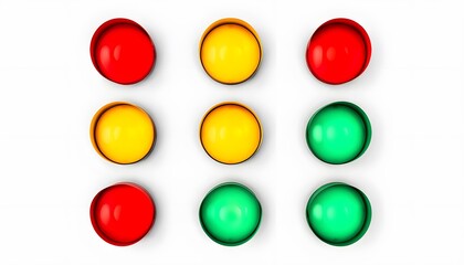Traffic Lights (Red, Yellow, and Green on White Background)
