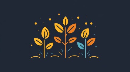 A decorative icon of a tree with golden leaves on a dark background
