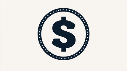 Obraz premium A bold dollar sign icon inside a circular frame on a beige background