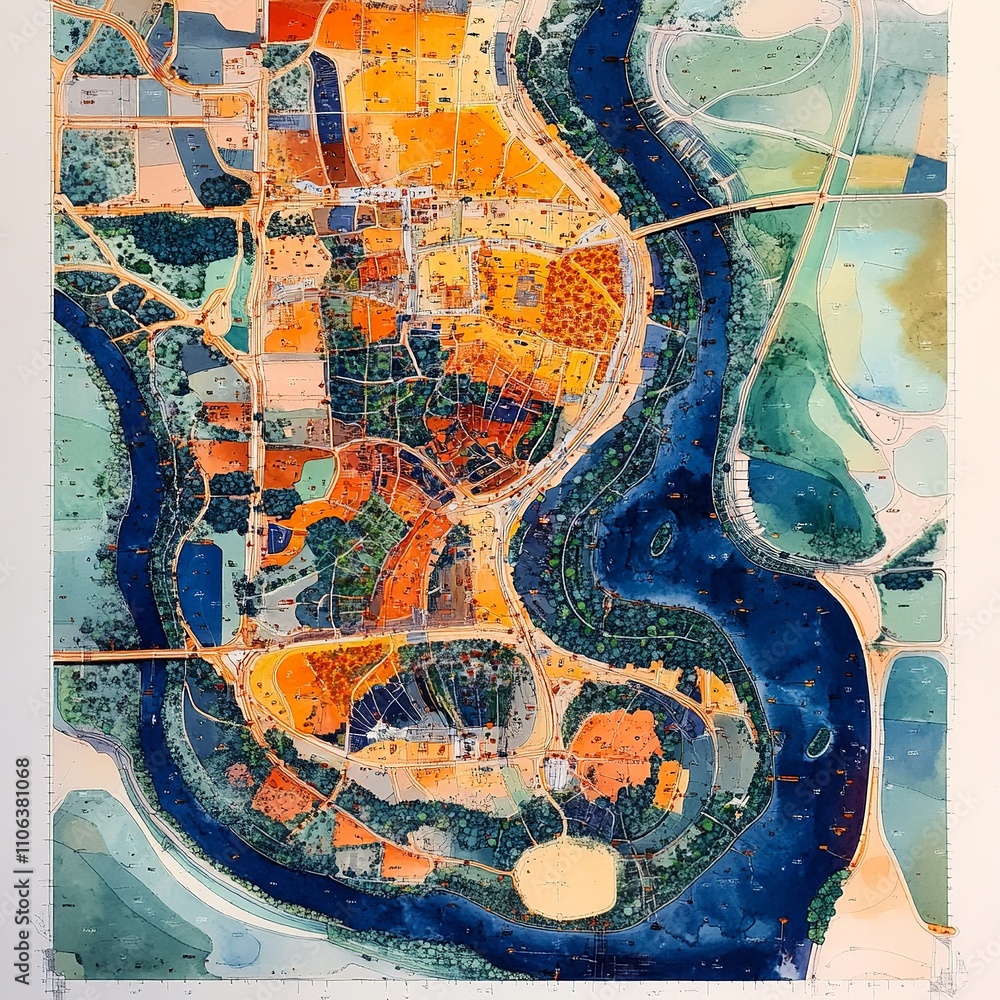 Poster this aerial image highlights land with network markers outlining disaster-resilient infrastructure a