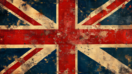 Fototapeta premium Weathered union jack flag with vintage texture and colors