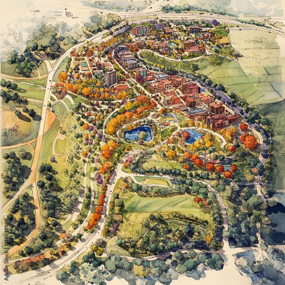 Poster this aerial image highlights land with network markers outlining disaster-resilient infrastructure a