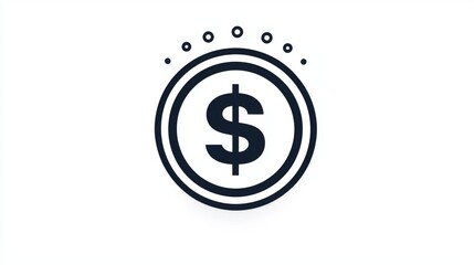 Fototapeta premium A bold dollar sign icon surrounded by a dotted circular frame on a white background