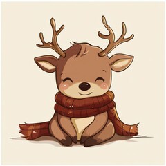 Obraz premium Cute reindeer for Christmas holiday greeting card design.