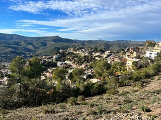 Hilly landscape with residential houses in the Barcelona agglomeration