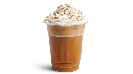 "A delicious pumpkin spice latte isolated on a white background, showcasing its rich, creamy texture and warm autumn flavors, perfect for seasonal coffee lovers and fall enthusiasts."

