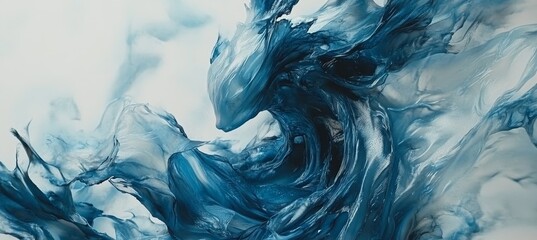 Abstract Flowing Liquid, Dynamic Blue Wave, Fluid Art Background, Wavy Splash, 3D Render