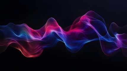 Obraz premium Colorful spectrum audio wave with rainbow-colored equalizer lines on a black background, vector illustration