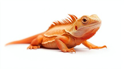 Fototapeta premium A vibrant orange lizard with striking features, showcasing its unique coloration and distinctive scales
