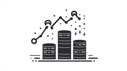 Fototapeta premium A financial bar chart icon with detailed server designs on a dark background