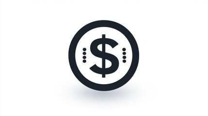 Obraz premium A bold dollar sign icon inside a circular black frame on a white background