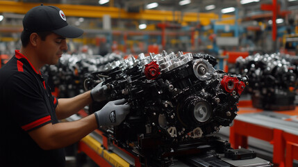 Obraz premium Operario trabajando en la industria del automóvil. Concepto de trabajo.