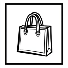 A shopping bag icon with double black frames on a beige background