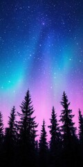 Naklejka premium Stunning northern lights illuminate a starry night sky