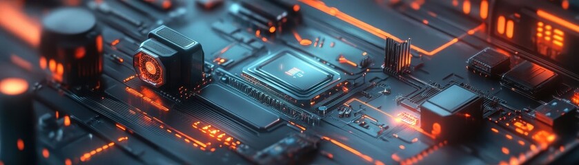 Industrial edge computing devices managing realtime operations, conceptual tech background