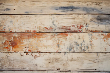 Fototapeta premium Weathered rustic wooden planks with peeling paint in vintage style