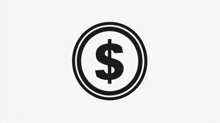 Fototapeta premium A bold dollar sign icon inside a circular black frame on a white background