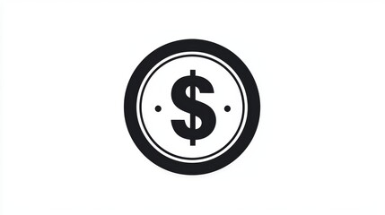 Fototapeta premium A dollar sign icon inside a circular dotted frame on a white background