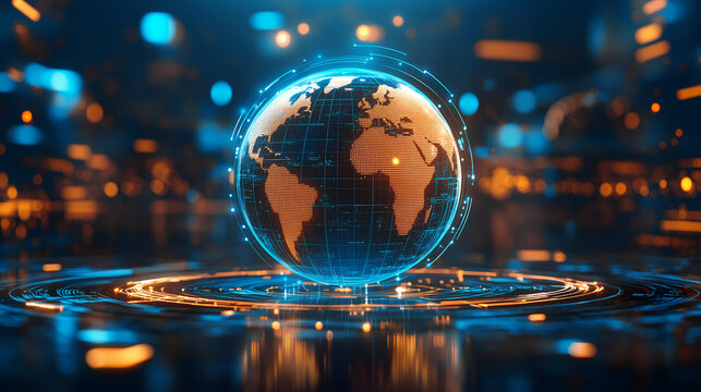 Digital gobe network connectivity, world tech company telecommunication, technology business