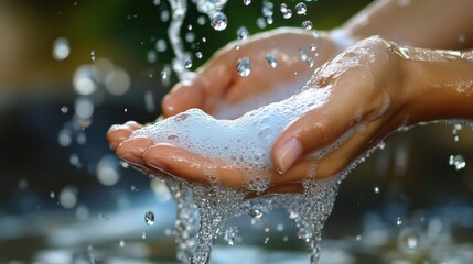 Fototapeta premium Pure Cleansing: Hands Washing with Fresh Water