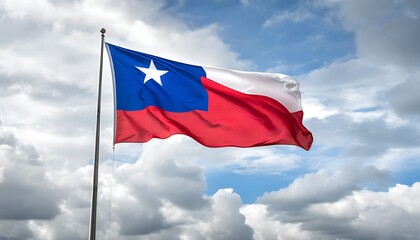 Chilean flag flying proudly in the sky during daytime, symbolizing national pride and unity.