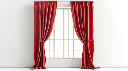 "A vibrant red window curtain draped gracefully against a clean white background, adding a bold touch of color and elegance to any room, ideal for home decor and interior styling."

