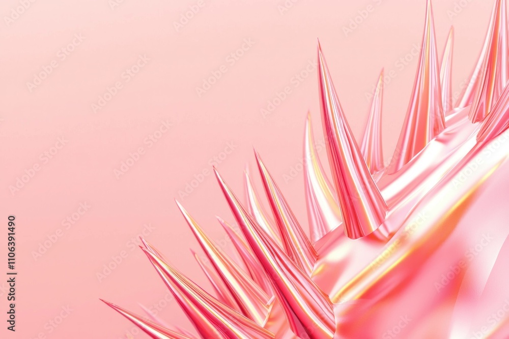 Poster abstract pink spiky surface with sharp, elongated spikes creating a striking visual effect. modern d