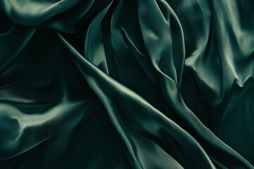 Obraz premium Smooth silk fabric texture, rich emerald green with delicate folds and a luxurious sheen, tactile and elegant