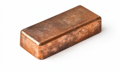 Rectangular bronze ingot, metallic, textured surface.