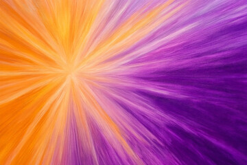 Fototapeta premium Abstract cosmic starburst texture, vibrant purple and orange streaks radiating from a luminous center, celestial and dynamic