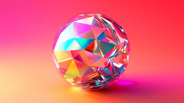 Iridescent sphere reflecting a kaleidoscope of colors symbolizing unity and harmony 3d illustration. Prismatic. Illustration