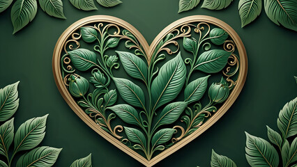 high-end, fashion, elegant and luxury frame with heart and flowers on white background, empty space for text and design. valentine, romance, wedding and love scene, 300dpi, banner, header for web