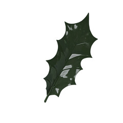 Naklejka premium Vibrant holly leaf with glossy finish and sharp spikes contrasting against a light gray backdrop