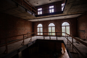 Old ruined abandoned Palace of the Grand Prince Mikhail Nikolaevich Romanov. Manor Mikhailovka in Peterhof