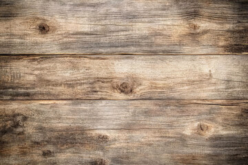 Fototapeta premium Rustic wooden plank texture, rough grain patterns in warm brown tones with visible knots and cracks