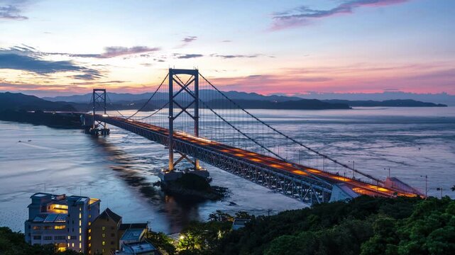 Onaruto Bridge connecting  Awaji Island to Tokushima, Japan
