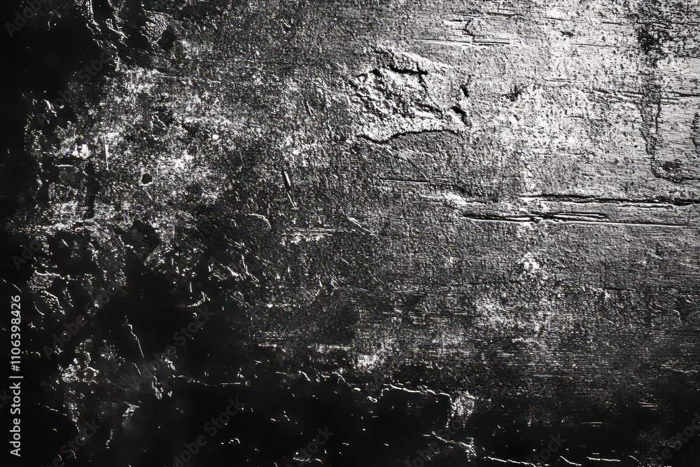 Poster Textured black abstract surface with cracks and patterns