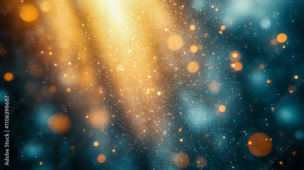 Poster abstract sparkling light and bokeh effect in dark atmosphere