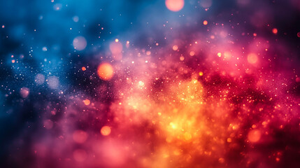 Vibrant abstract background with colorful bokeh effects in red, pink, and blue hues