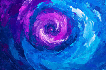 Abstract cosmic spiral texture, vibrant blue and purple star clusters forming a dynamic swirl, celestial and bold