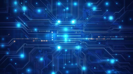 Abstract Digital Circuit Board: Glowing Blue Technology Background