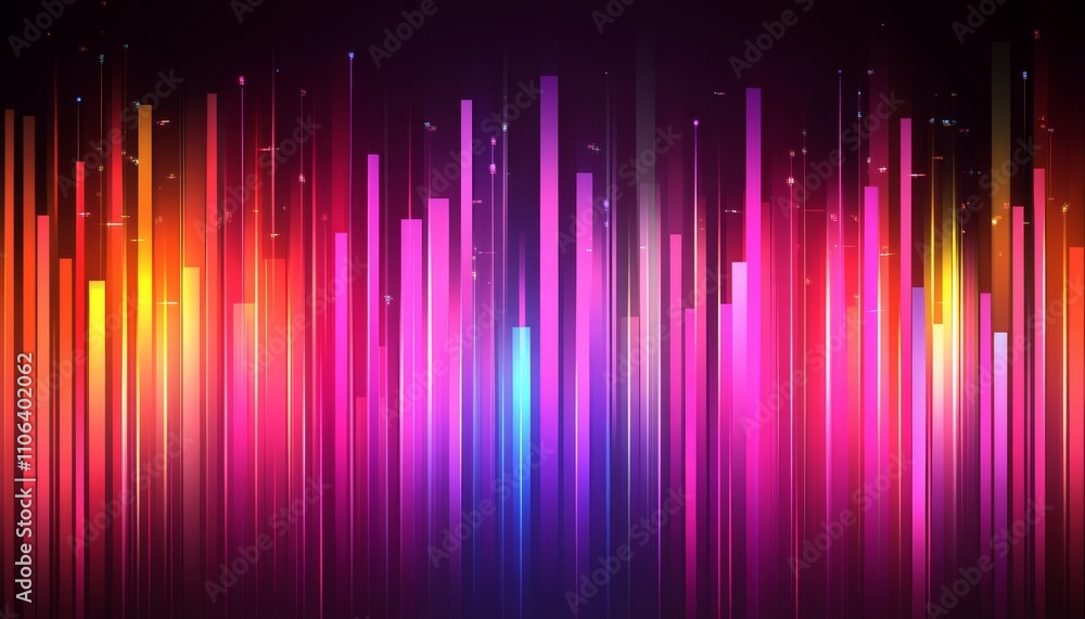 Poster abstract glowing vertical lines background, futuristic technology design with copy space