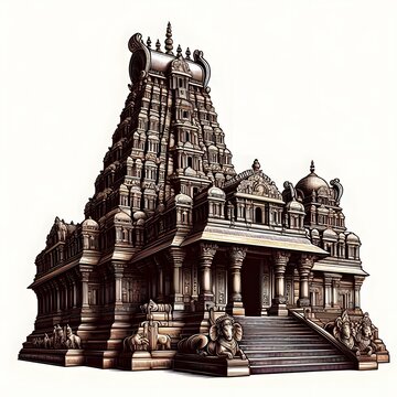 detailed brown temple building on white clip art preview