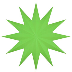 Vibrant green starburst with twelve sharp points on white