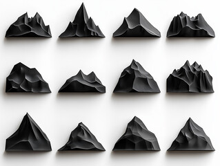 Schwarze Bergformationen in k&uuml;nstlerischer Anordnung

