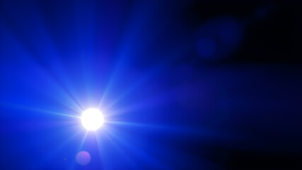 Obraz premium Blue light flare, glowing shiny sparkle, lens flare effect, bright glimmering glare. Vector illustration. Generative AI