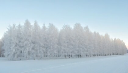 Tranquil Winter Scene of Trees by a Field