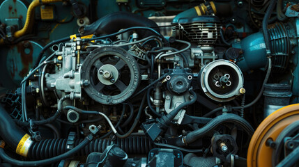 Naklejka premium the engine of the engine of a car